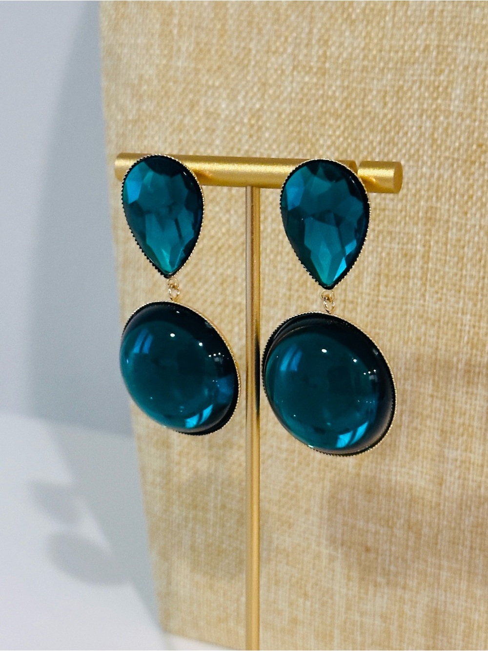Fashion Jewelry Teal Drop Statement Earrings